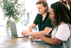 Stock photo of staff attending a virtual webinar
